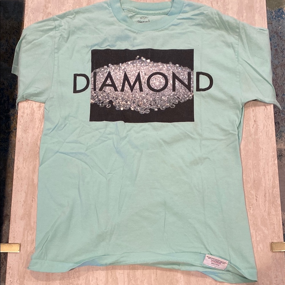 Diamond Supply Co. Mint Green Tee with Black and White Graphic